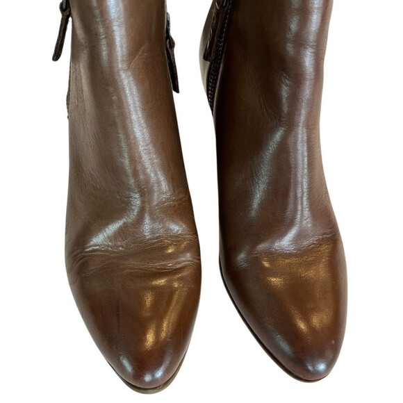 Frye Boots Ankle Booties Judith Leather Block Heel Double Zip Sz 8.5 brown - Picture 2 of 11
